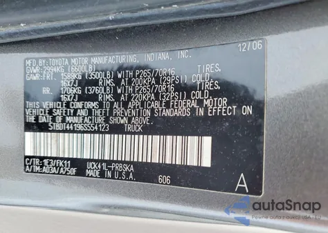 2006 Toyota Tundra Double Cab Sr5 from USA, damaged, VIN 5TBDT44196S554123